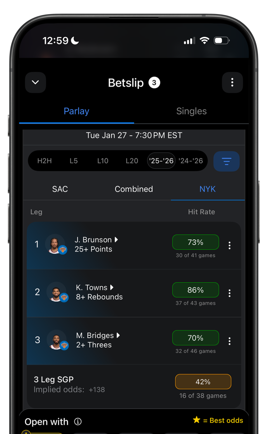 HOF Parlay Optimizer tool mockup