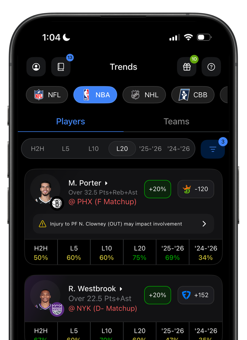 HOF Trends tool mockup